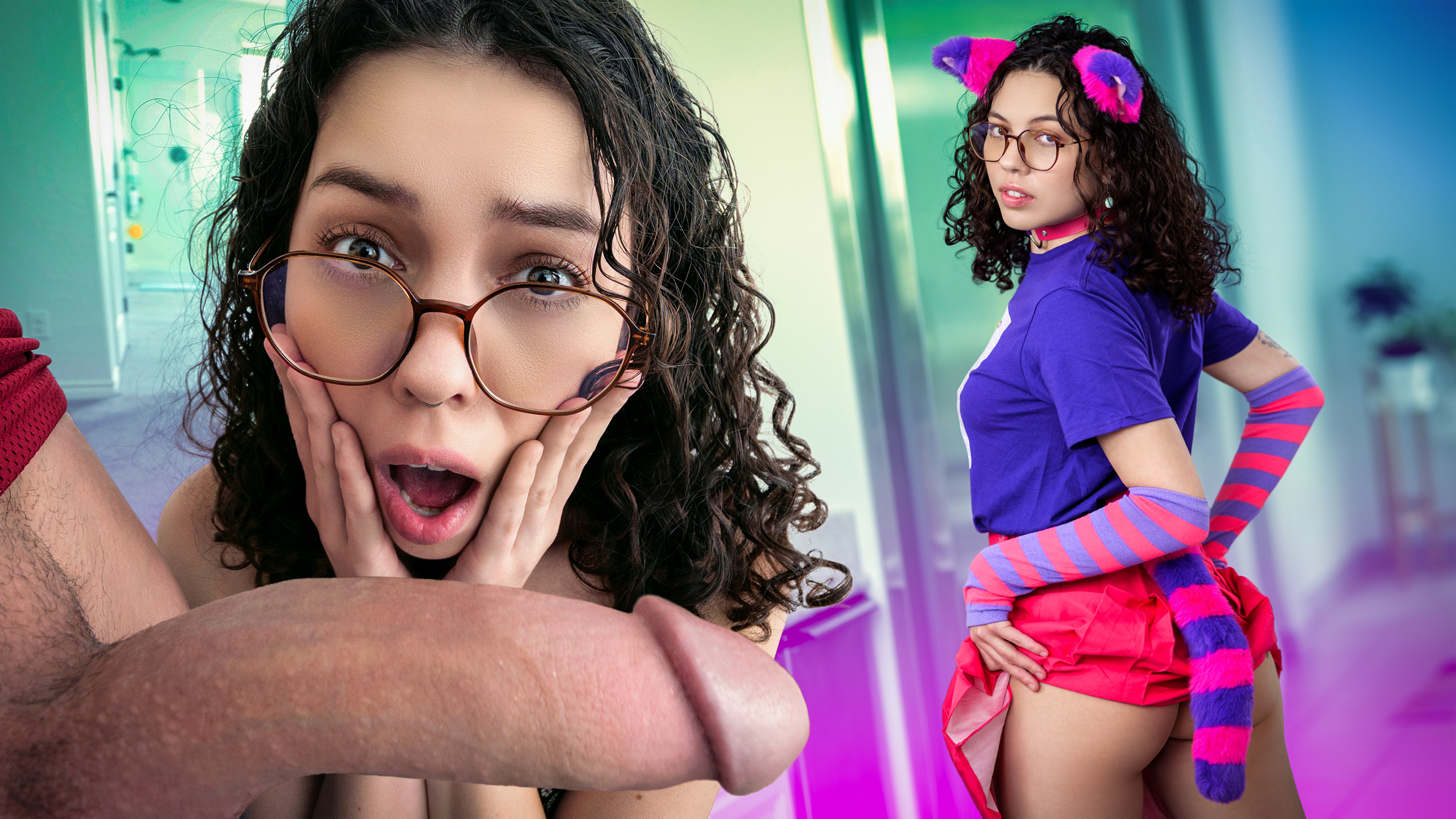 “Try on My Mom’s Lingerie…” Nerd Girl vs Jock’s Cock
